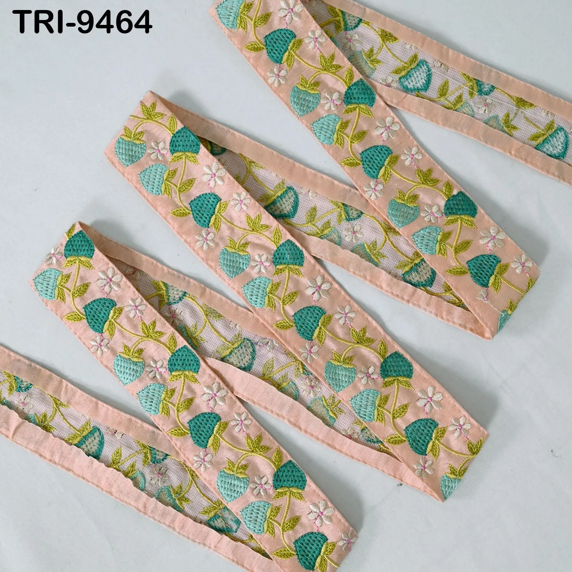 3 Yard Strawberry Embroidery 4cm Ribbon Trim Embellishments Sari Sewing DIY Crafting Border Indian Embroidered Trimming Laces Junk Journals