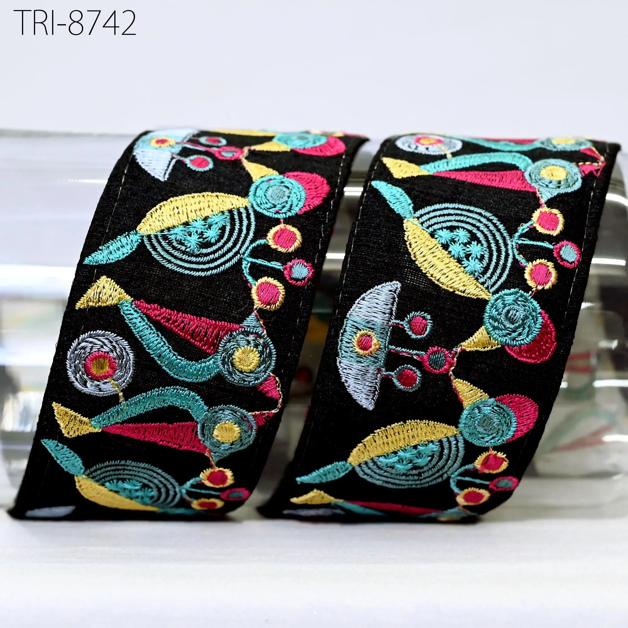 3 Yard Yellow Indian 5cm Embroidery Ribbon Embellishment Embroidered  Trim Saree DIY Crafting Sewing Curtains Border Wedding Dress Trimmings