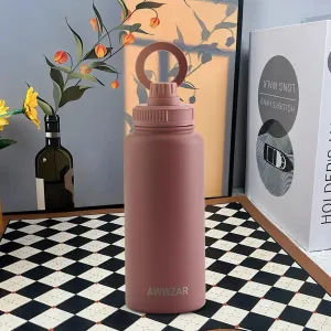 32 OZ Water Bottle With Magnetic Phone Holder, Stainless Steel Double Wall Sport or Gym Water Bottles (MAUVE)