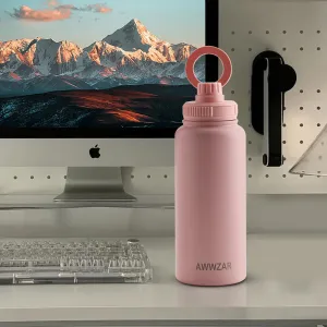 32 OZ Water Bottle With Magnetic Phone Holder, Stainless Steel Double Wall Sport or Gym Water Bottles (PINK)