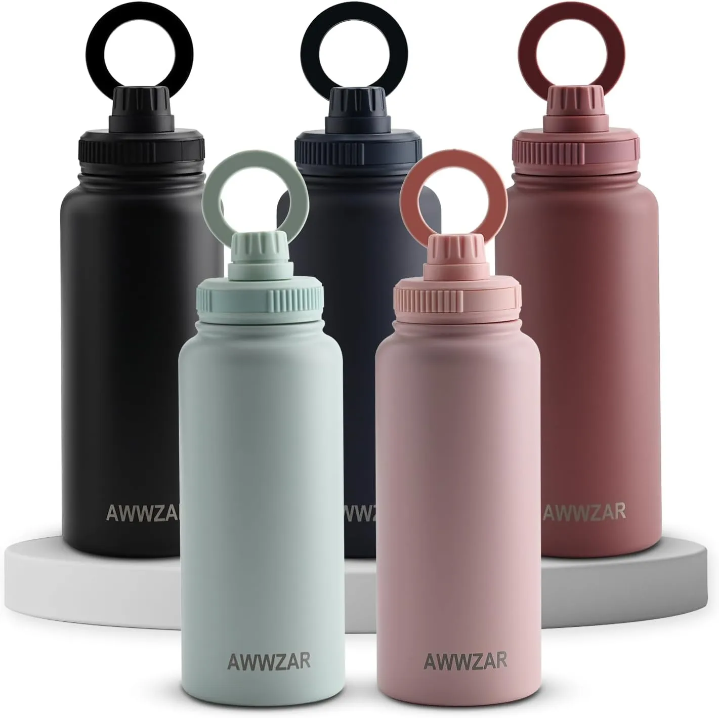32 OZ Water Bottle With Magnetic Phone Holder, Stainless Steel Double Wall Sport or Gym Water Bottles (PINK)