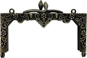 3dancraftit Rectangle Vintage Fancy Zinc Alloy Emboss Screw on Kiss Clasp Lock Coin Purse Pouch Bag Clutch Frame 3 3/4" x 2' / 9.5cm x 5cm Anti Bronze C6