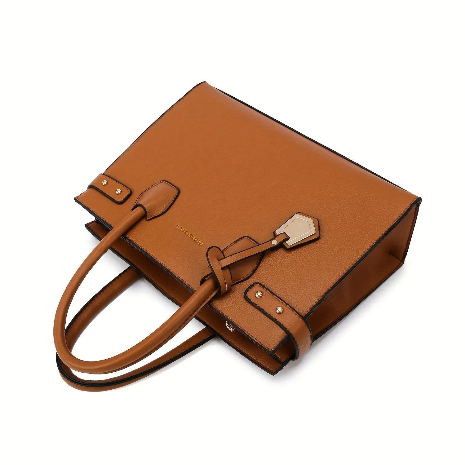 3Pcs PU Leather Tote Bag Set, Women's Simple Handbags With Clutch Purse & Card Holder
