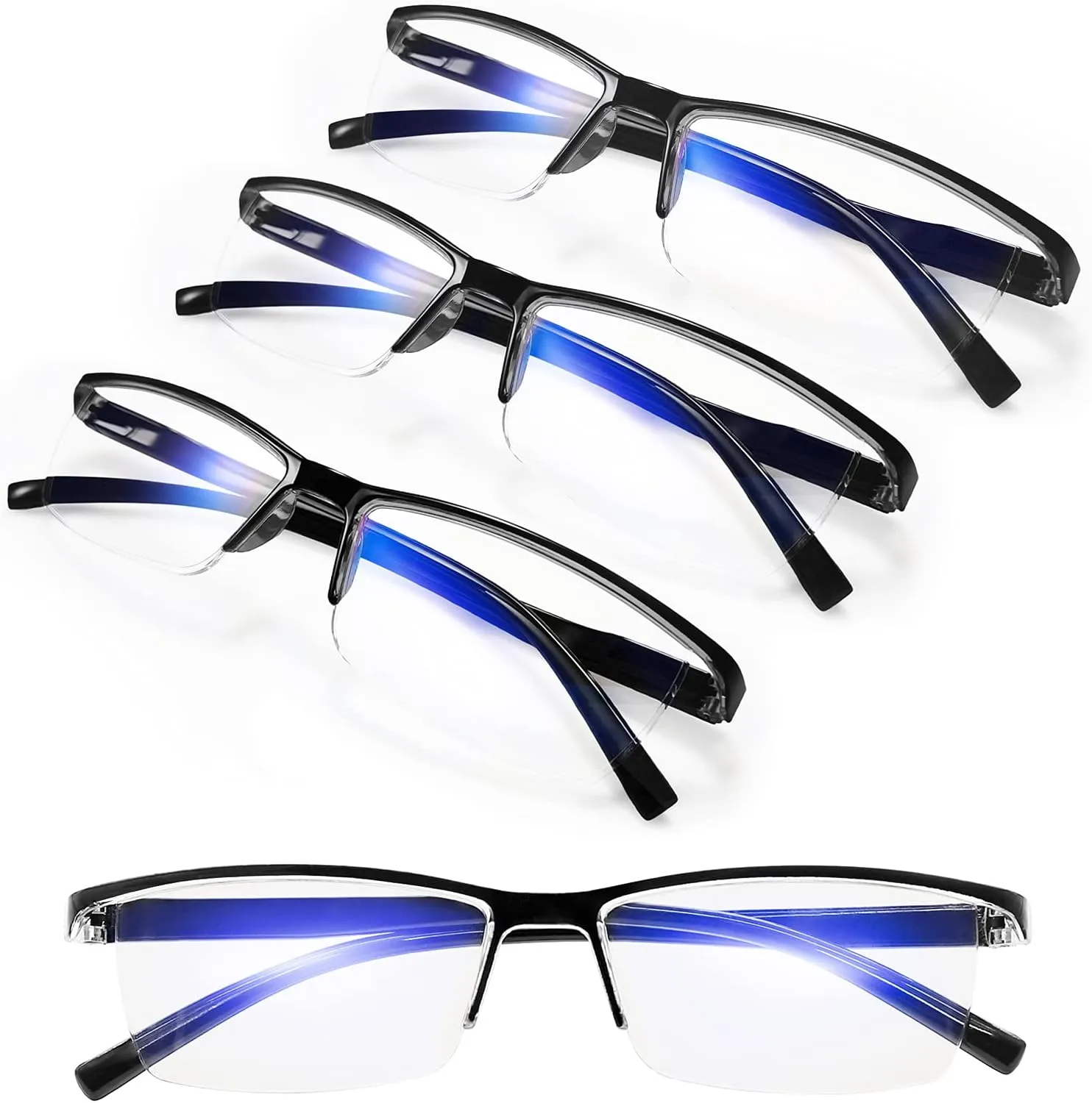 4 Pack Blue Light Blocking Reading Glasses 3.0 Men Women Glare UV Filter Computer Readers 1.00 1.25 1.50 1.75 2.00 2.25 2.50 2.75 3.00 3.50 4.00