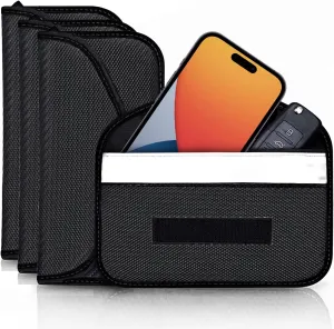 4 Pack Faraday Bags for Car Keys and Cell Phone, Signal Blocking Key Pouch Wallet, Anti-Tracking Anti Theft Car Protection, Cell Phone Signal Jammer WiFi/GSM/LTE/NFC/RFID, GPS Blocker