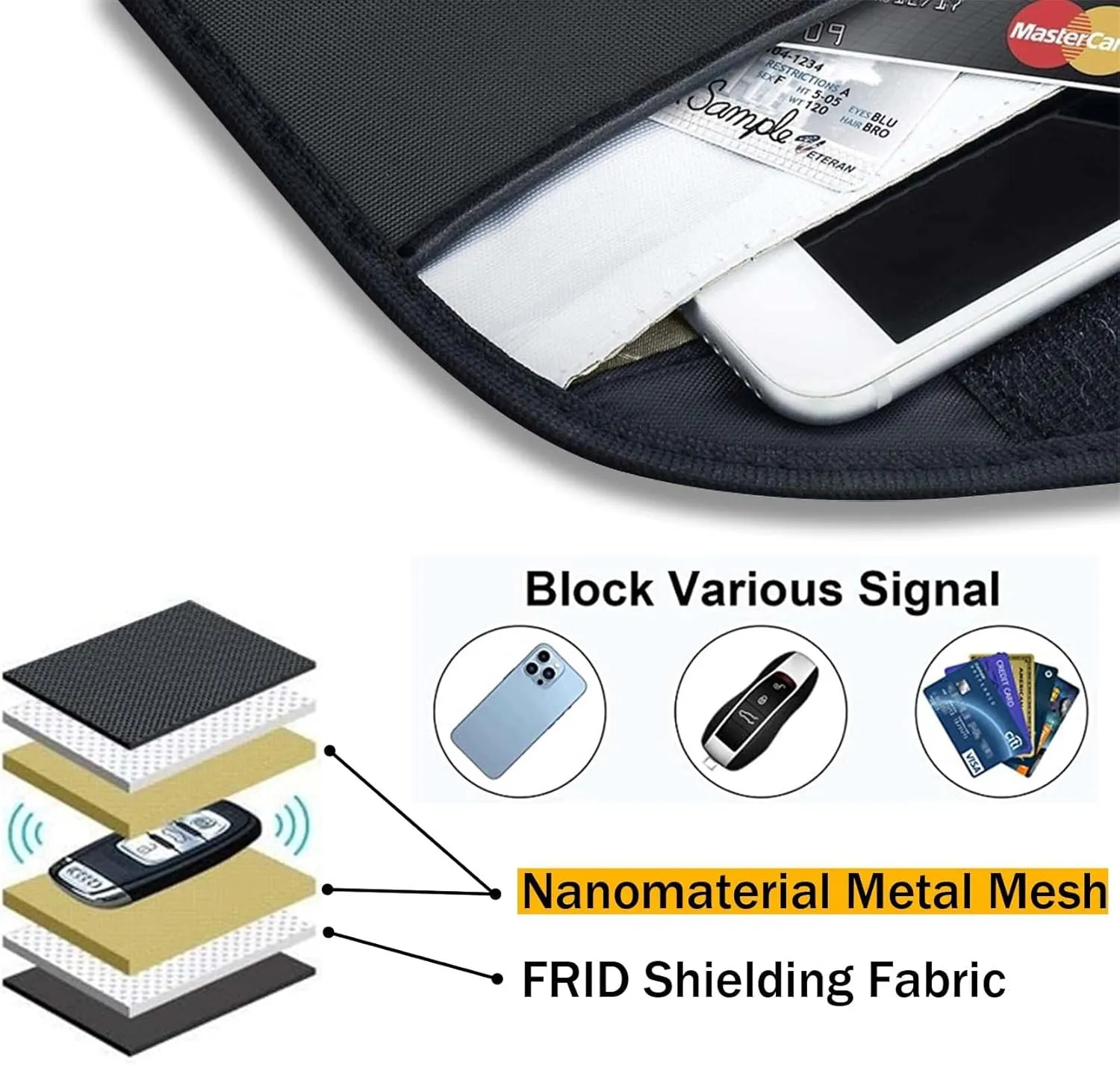4 Pack Faraday Bags for Car Keys and Cell Phone, Signal Blocking Key Pouch Wallet, Anti-Tracking Anti Theft Car Protection, Cell Phone Signal Jammer WiFi/GSM/LTE/NFC/RFID, GPS Blocker