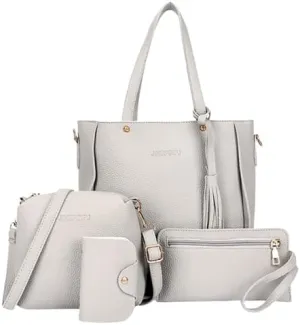 4pcs Set Handbags for Women Fashion Synthetic Leather Handbags Tote Bag Shoulder Bag Top Handle Satchel Purse Wallet Sets