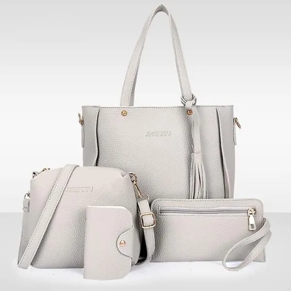 4pcs Set Handbags for Women Fashion Synthetic Leather Handbags Tote Bag Shoulder Bag Top Handle Satchel Purse Wallet Sets