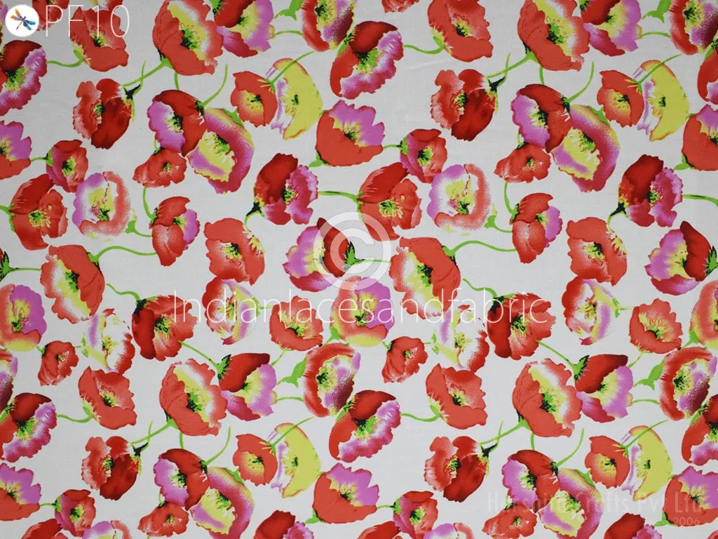 59" Indian Slub Crepe Fabric by Yard Flowy Floral Soft Printed Summer Dress Shirt Comfortable Clothing Party Costume Drapery Sewing Crafting