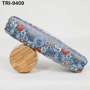 9 Yard Blue Embroidery Ribbon 4cm Trim Embroidered Indian Sari Embellishments DIY Crafting Cats Dogs Collar Trimmings Headband Saree Border