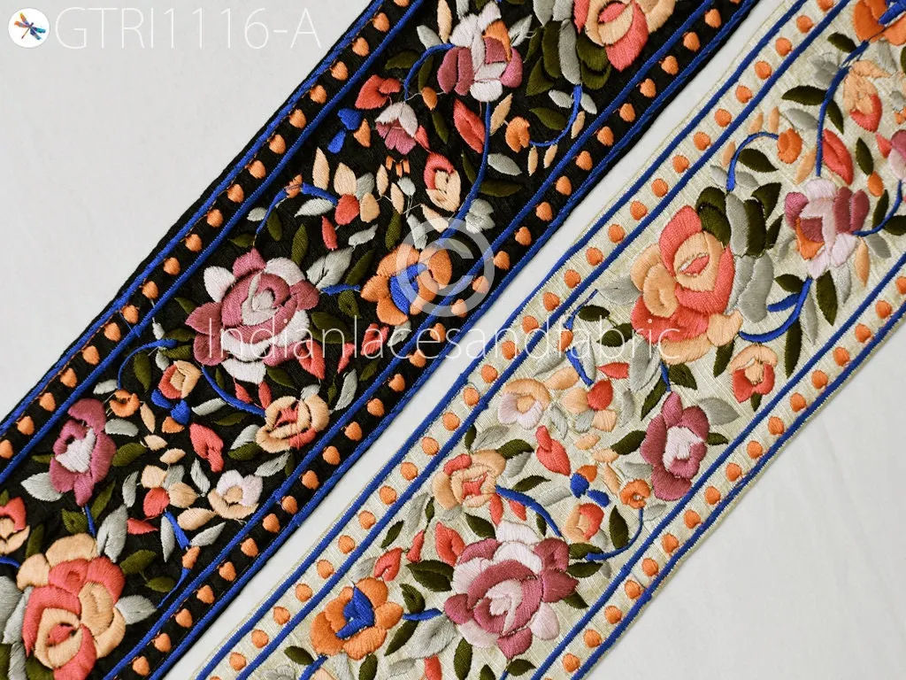 9 Yard Embroidered 10CM Fabric Trim Indian Sari Border Saree Laces Sewing DIY Crafting Decorative Ribbons Trimmings Cushions Beach Bags Hats