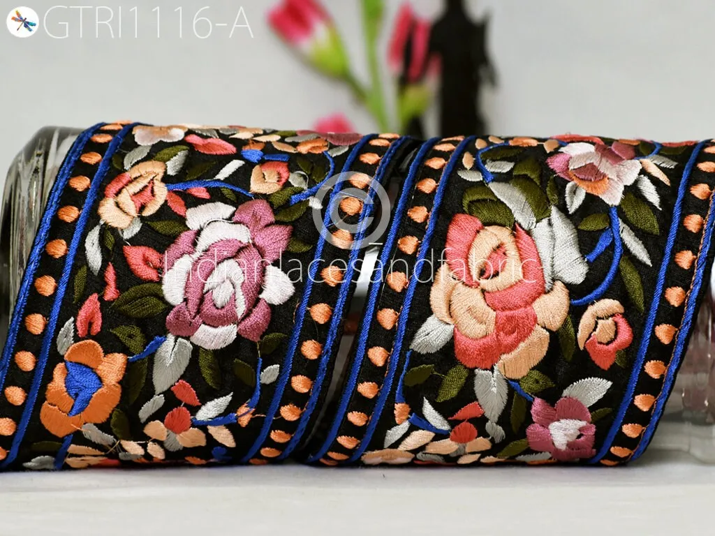 9 Yard Embroidered 10CM Fabric Trim Indian Sari Border Saree Laces Sewing DIY Crafting Decorative Ribbons Trimmings Cushions Beach Bags Hats