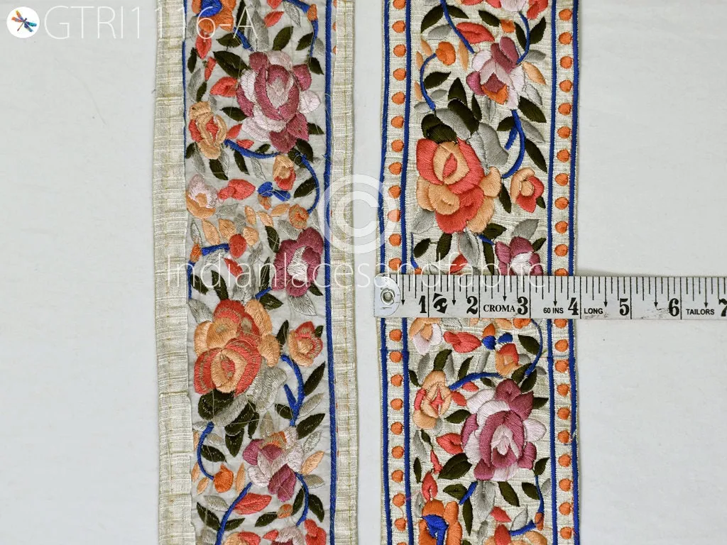 9 Yard Embroidered 10CM Fabric Trim Indian Sari Border Saree Laces Sewing DIY Crafting Decorative Ribbons Trimmings Cushions Beach Bags Hats