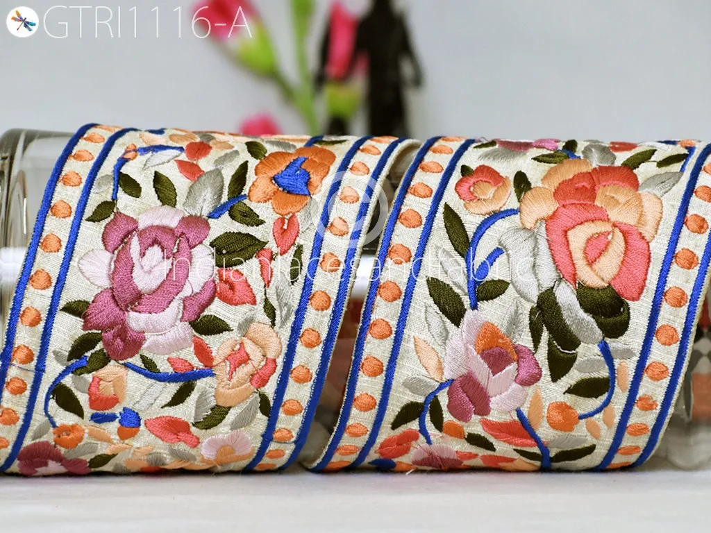 9 Yard Embroidered 10CM Fabric Trim Indian Sari Border Saree Laces Sewing DIY Crafting Decorative Ribbons Trimmings Cushions Beach Bags Hats