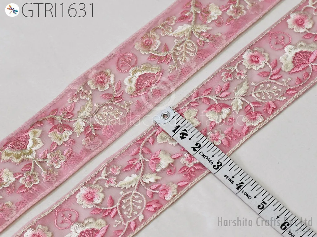 9 Yard Embroidered 75 MM Ribbon Fabric Trim Indian Embellishment Cushion DIY Crafting Sewing Sari Border Wedding Saree Tape Embroidery Dress