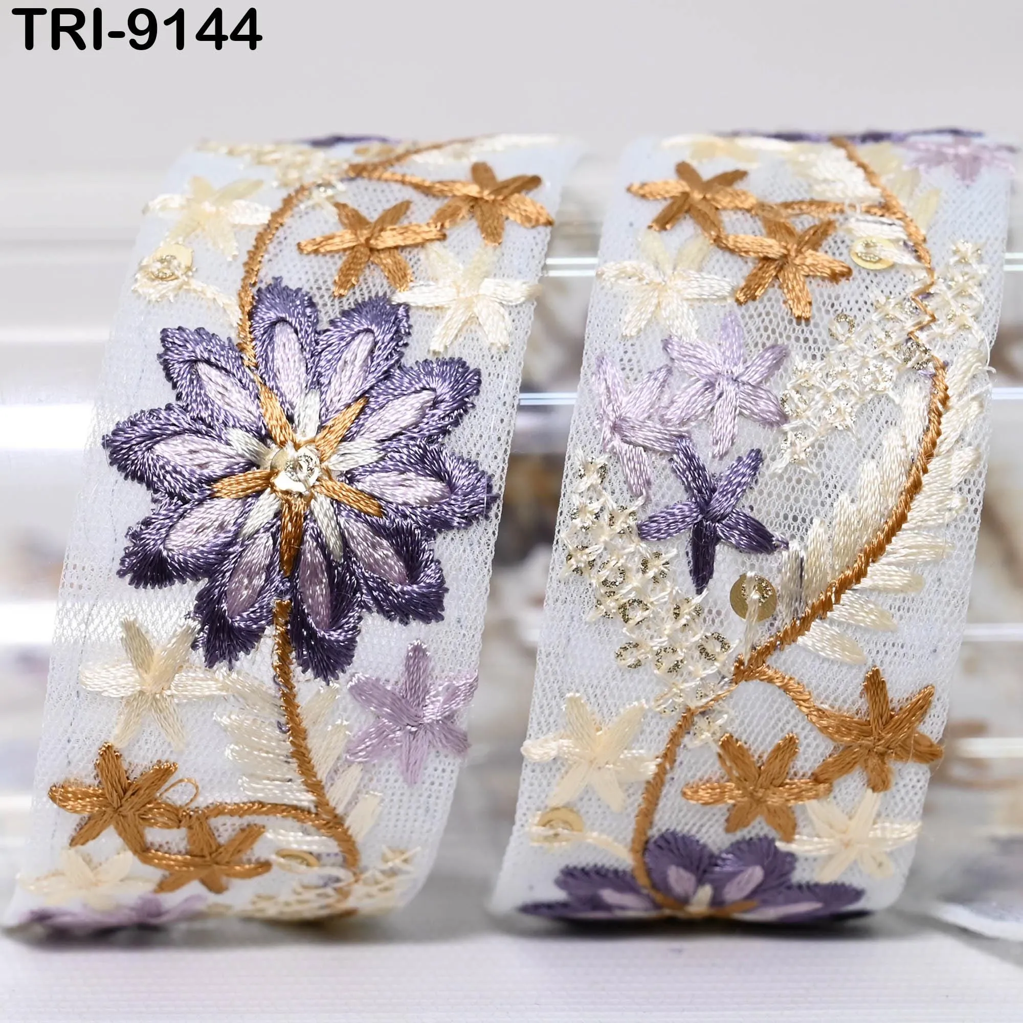 9 Yard Embroidered Fabric 4 cm Trim Embellishment Sari Ribbon Sewing DIY Crafting Border Indian Embroidery Trimming Cushion Laces Home Decor