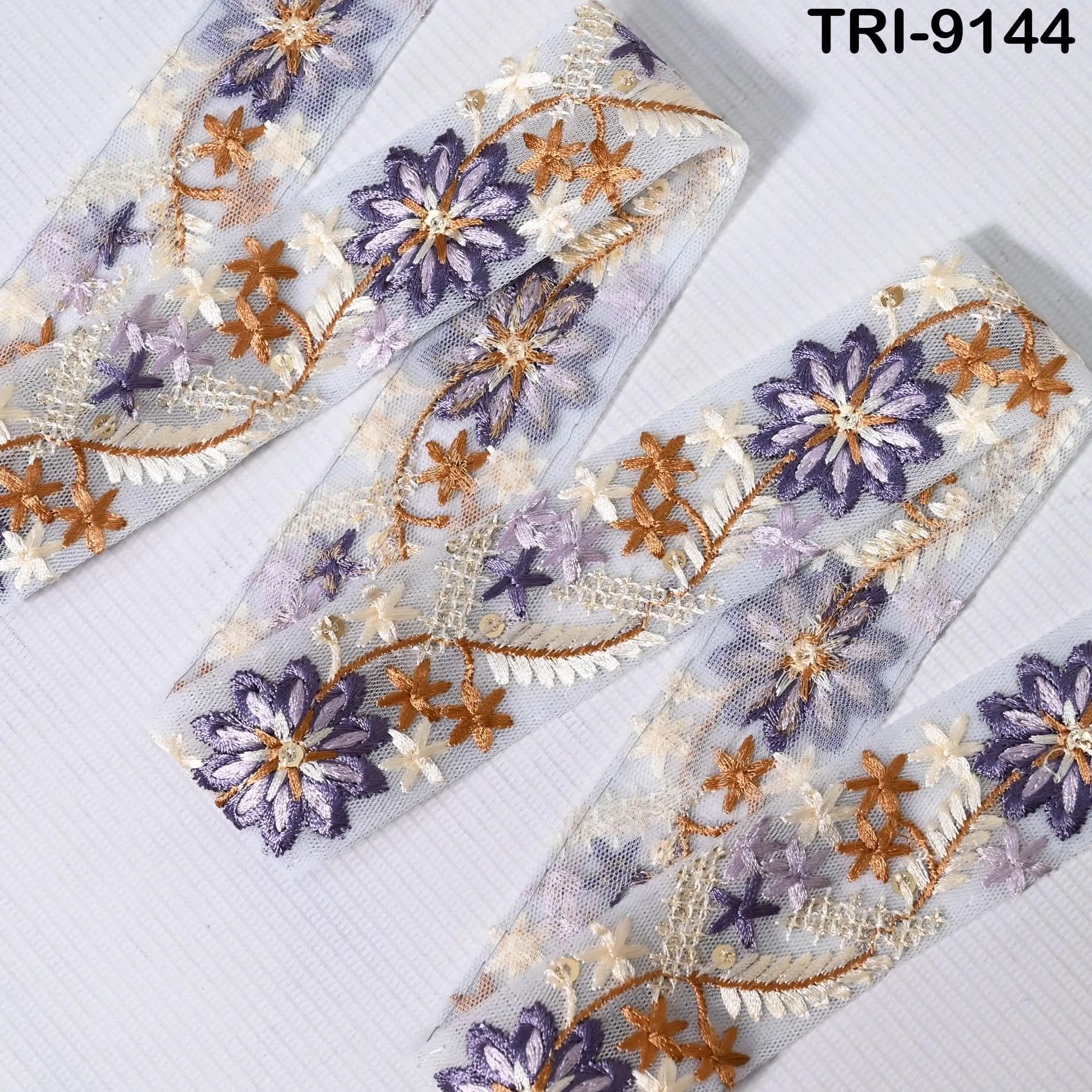 9 Yard Embroidered Fabric 4 cm Trim Embellishment Sari Ribbon Sewing DIY Crafting Border Indian Embroidery Trimming Cushion Laces Home Decor