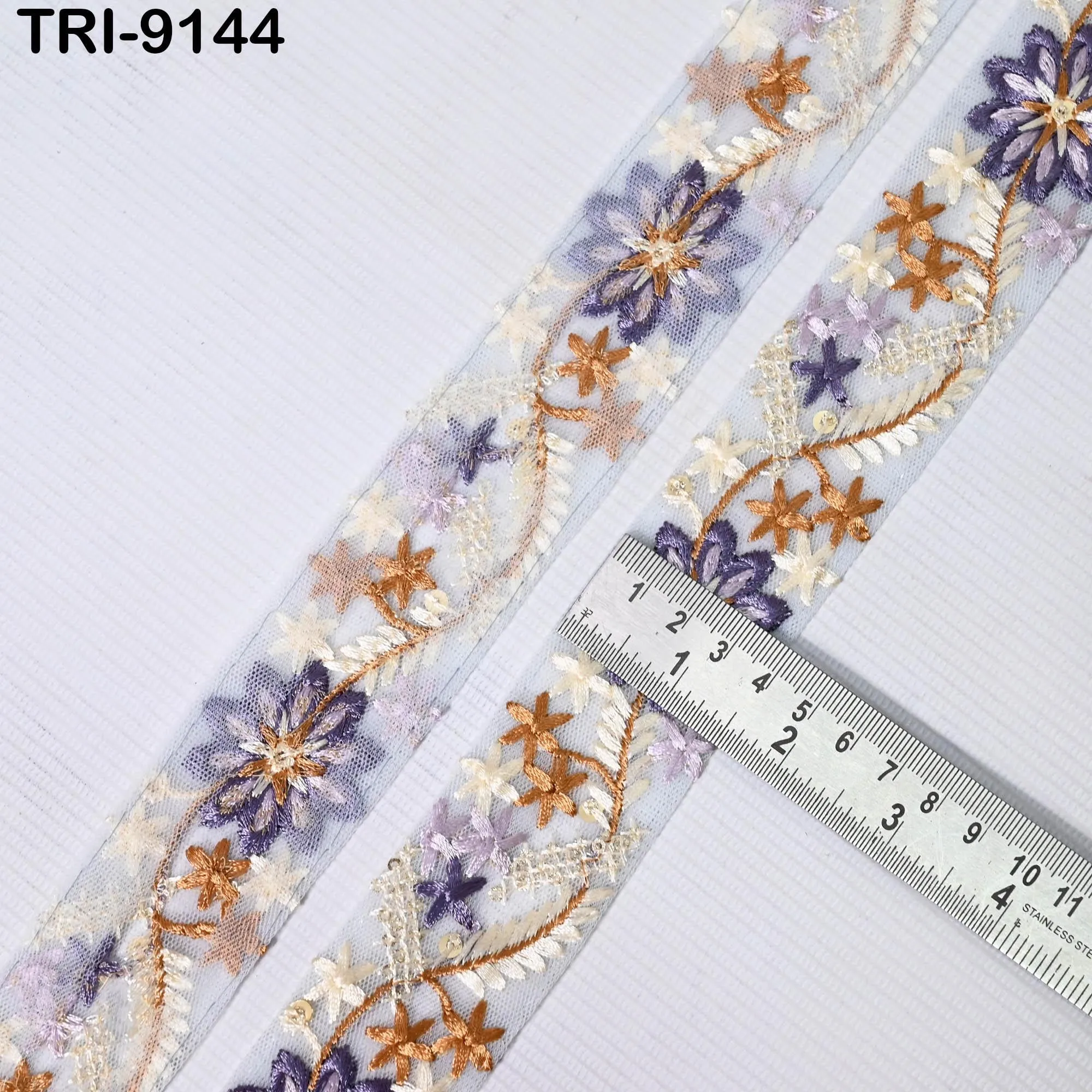 9 Yard Embroidered Fabric 4 cm Trim Embellishment Sari Ribbon Sewing DIY Crafting Border Indian Embroidery Trimming Cushion Laces Home Decor