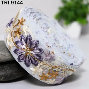 9 Yard Embroidered Fabric 4 cm Trim Embellishment Sari Ribbon Sewing DIY Crafting Border Indian Embroidery Trimming Cushion Laces Home Decor