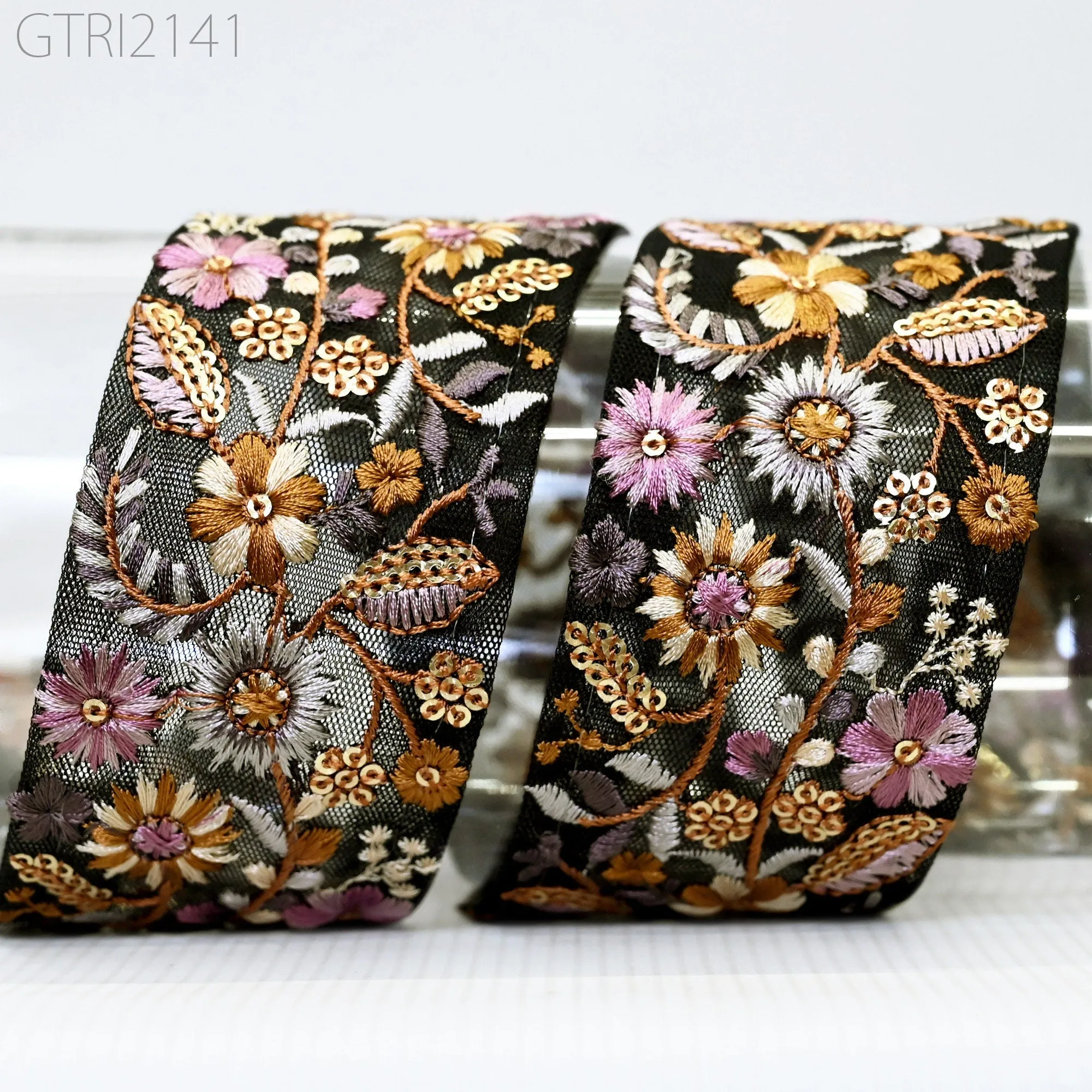 9 Yard Embroidery 55mm Fabric Trim Indian Doll Making Embellishment DIY Crafting Sewing Saree Sari Border Embroidered Ribbon Dresses Costume
