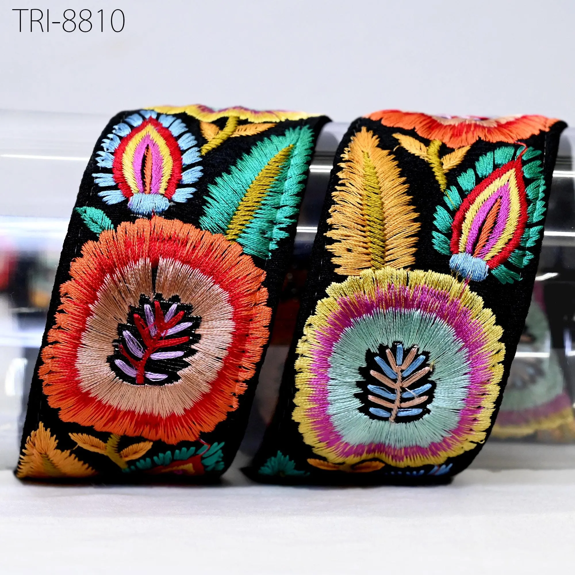 9 Yard Embroidery 5cm Ribbons Trims Tape Embellish Embroidered Saree Border Sewing Theatrical Costumes Crafting Wreaths Holidays Decorations