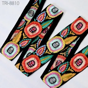 9 Yard Embroidery 5cm Ribbons Trims Tape Embellish Embroidered Saree Border Sewing Theatrical Costumes Crafting Wreaths Holidays Decorations