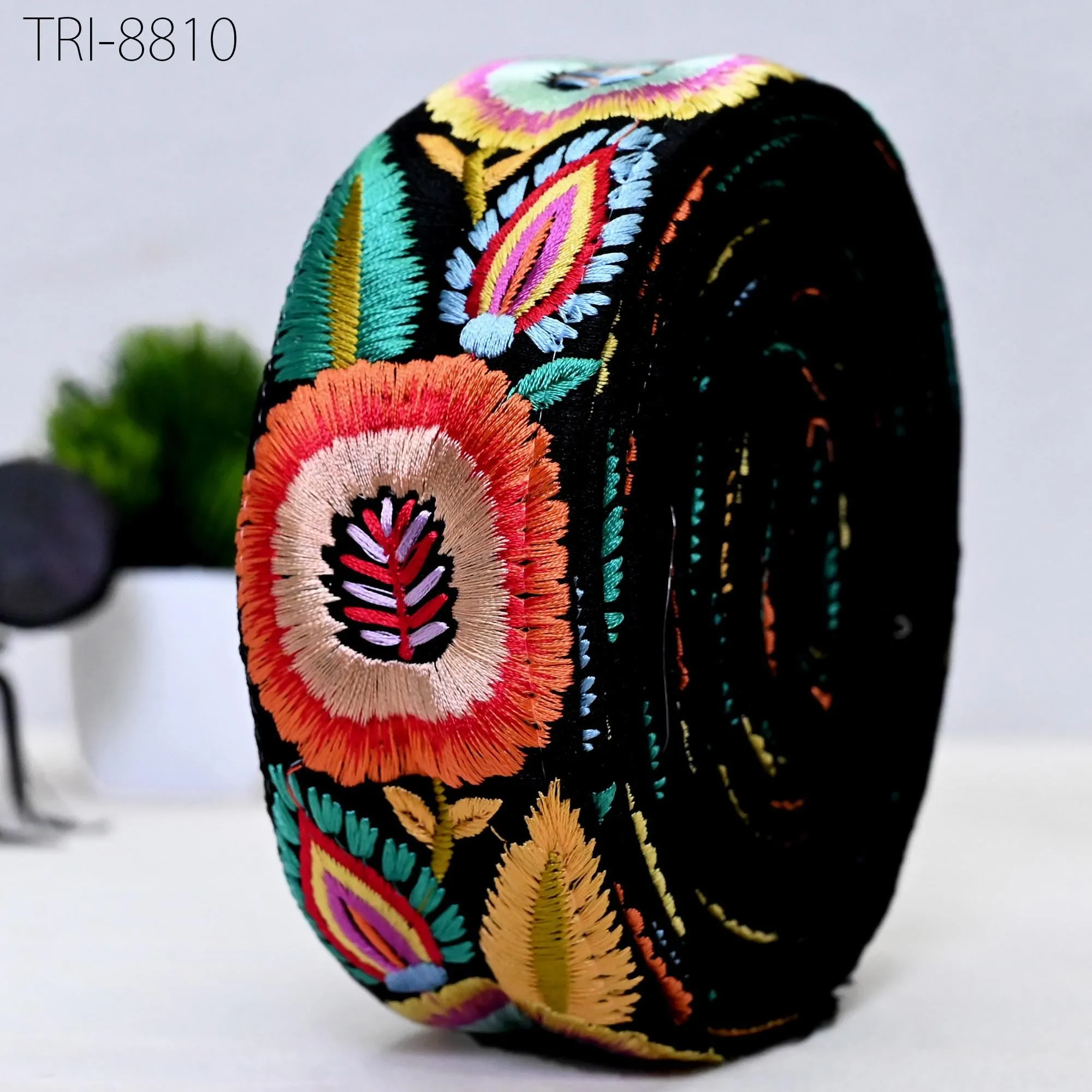 9 Yard Embroidery 5cm Ribbons Trims Tape Embellish Embroidered Saree Border Sewing Theatrical Costumes Crafting Wreaths Holidays Decorations