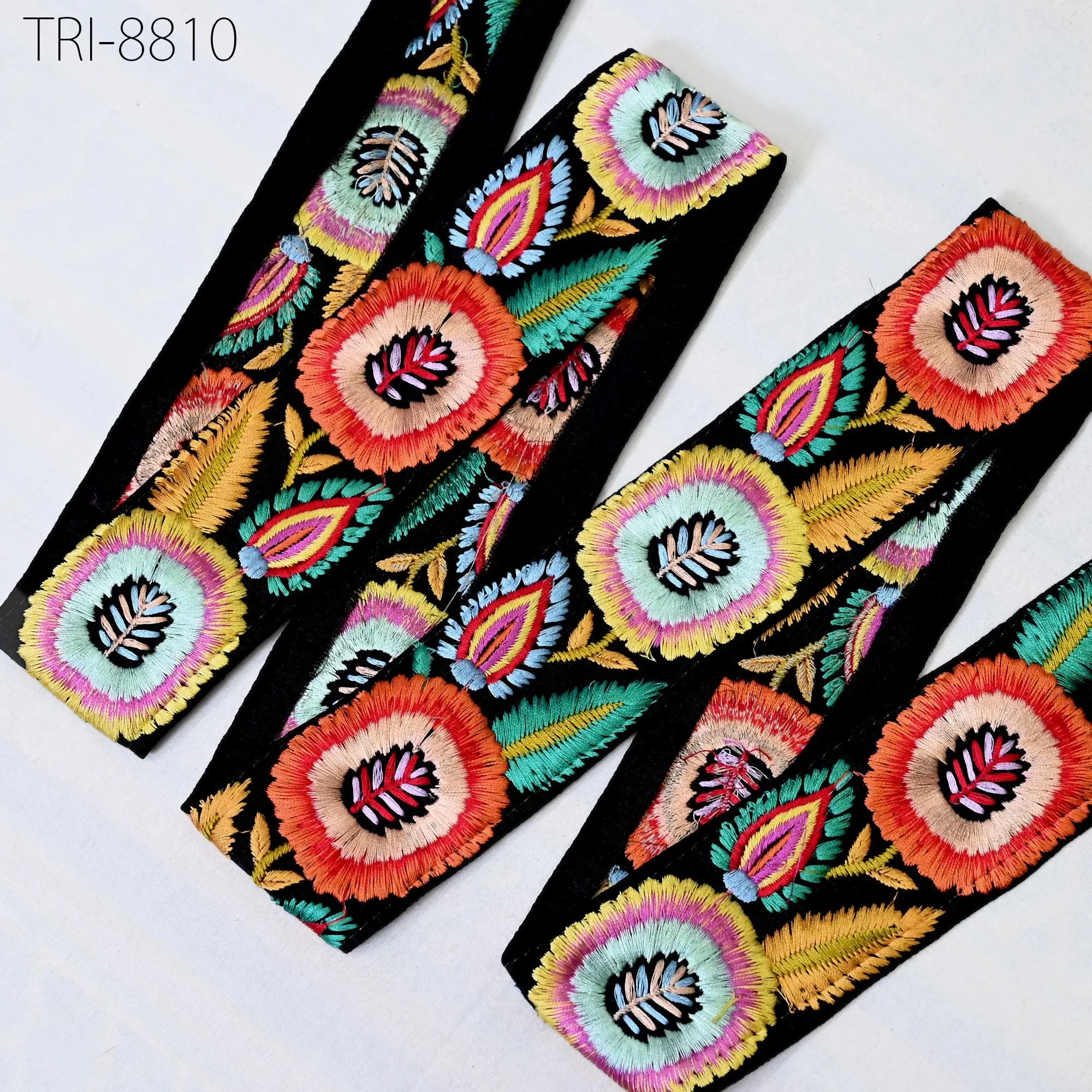 9 Yard Embroidery 5cm Ribbons Trims Tape Embellish Embroidered Saree Border Sewing Theatrical Costumes Crafting Wreaths Holidays Decorations