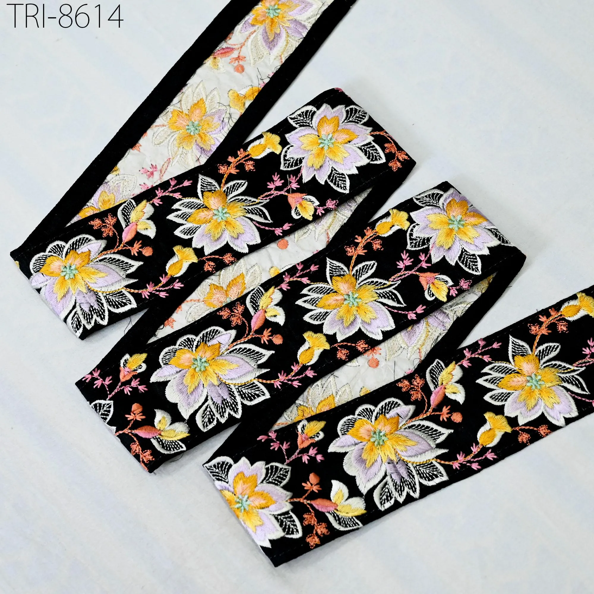 9 Yard Embroidery 6 cm Trim Border Embroidered Saree Ribbon Tape Craft Sewing Accessories for Beach Bag, Hats, Costume, Christmas Home Decor