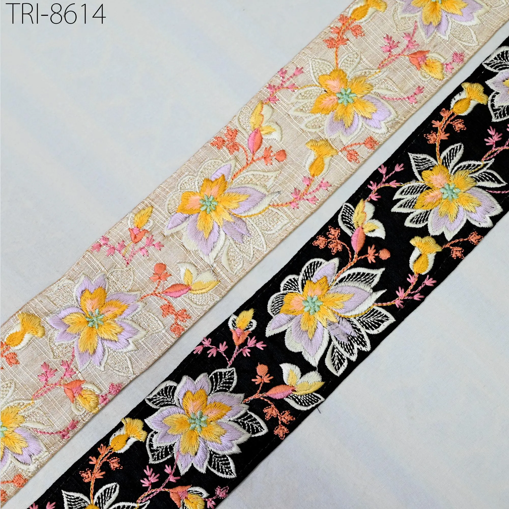 9 Yard Embroidery 6 cm Trim Border Embroidered Saree Ribbon Tape Craft Sewing Accessories for Beach Bag, Hats, Costume, Christmas Home Decor