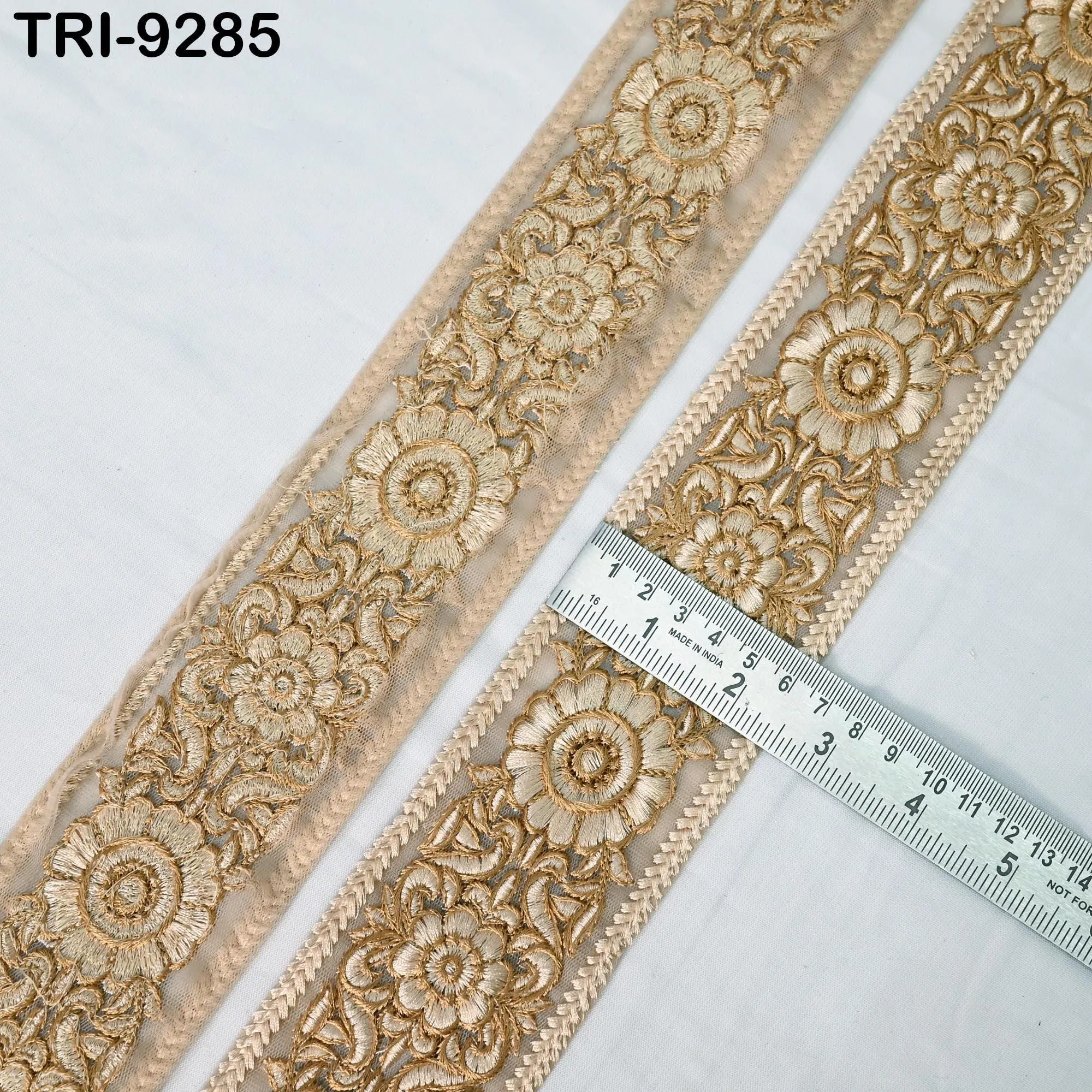 9 Yard Embroidery Ribbon 65mm Fabric Trim Indian Embellishment Crafting Sewing Saree Sari Border Embroidered Dresses Costumes Junk Journals