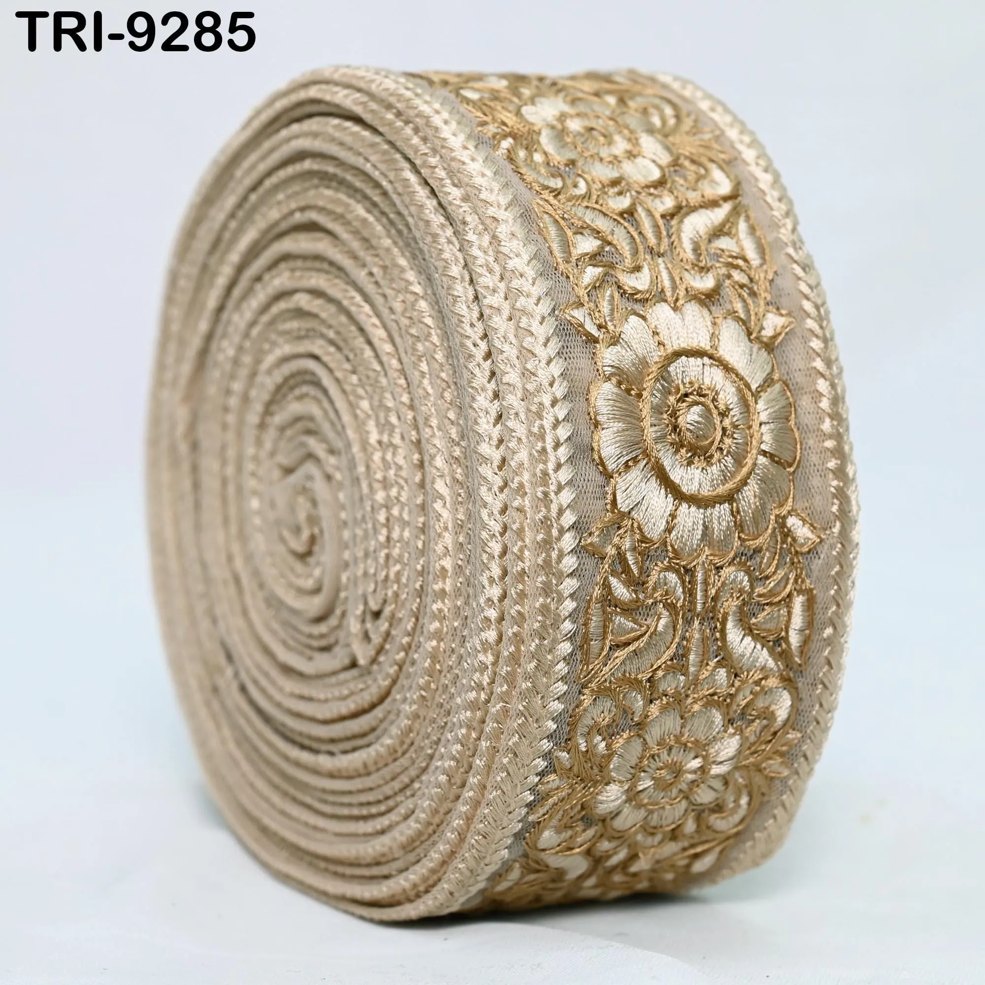 9 Yard Embroidery Ribbon 65mm Fabric Trim Indian Embellishment Crafting Sewing Saree Sari Border Embroidered Dresses Costumes Junk Journals