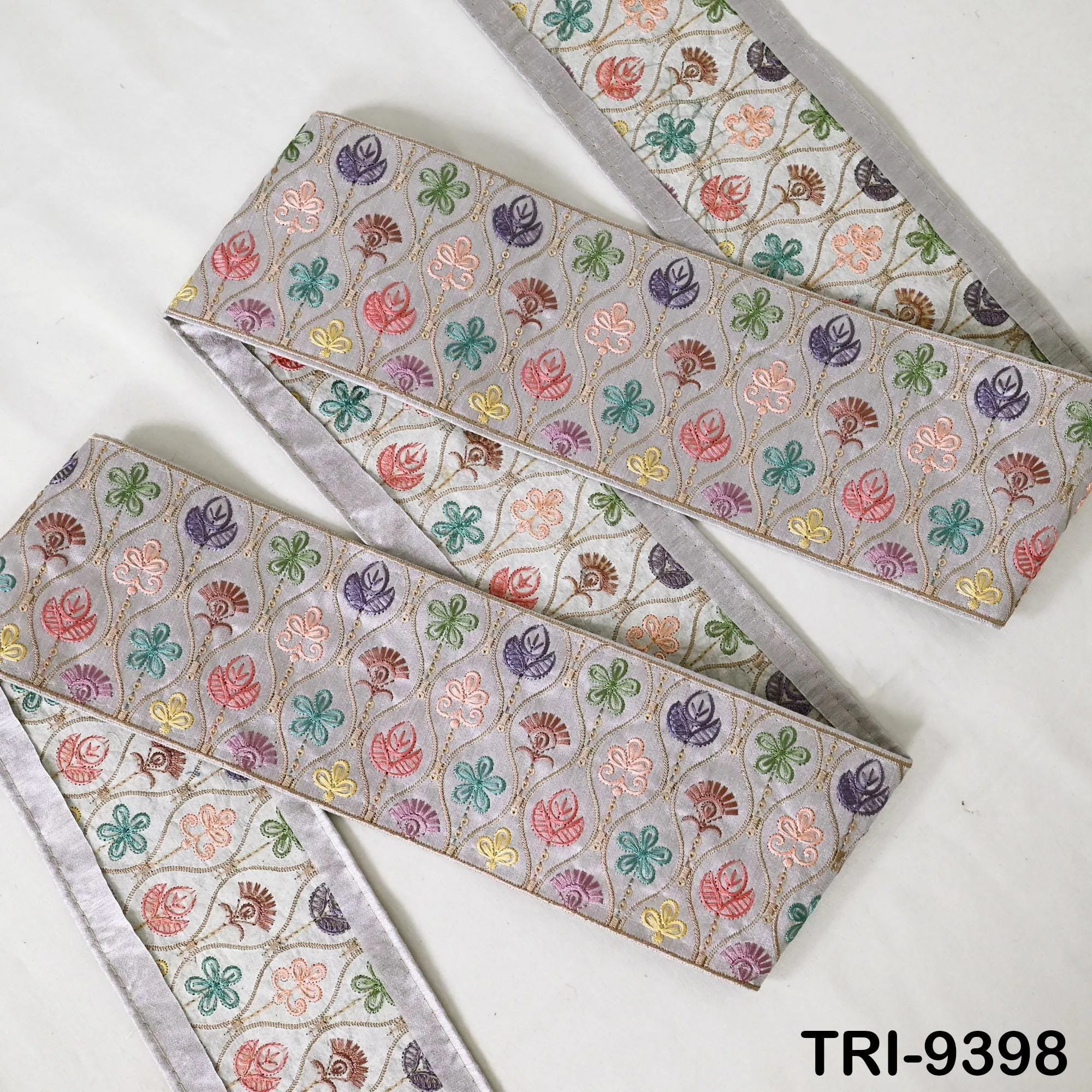 9 Yard Embroidery Ribbon Trim 10cm Saree Border DIY Crafting Sewing Throw Pillow Home Decor Embellishments Historic Costumes Junk Journals