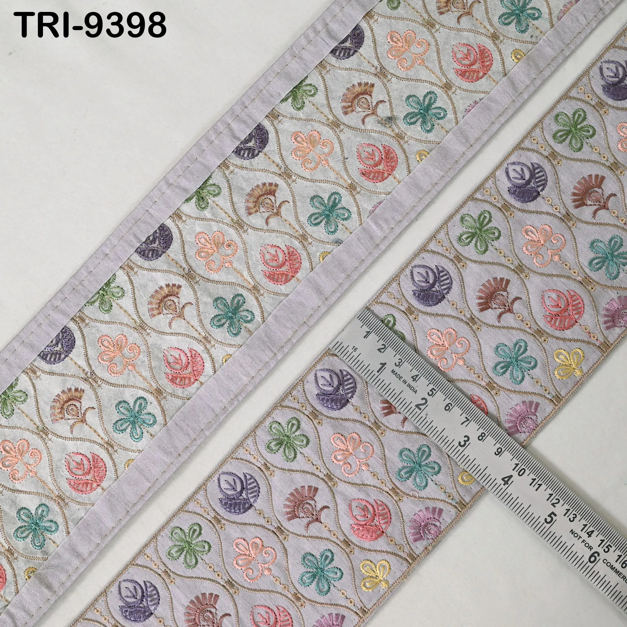 9 Yard Embroidery Ribbon Trim 10cm Saree Border DIY Crafting Sewing Throw Pillow Home Decor Embellishments Historic Costumes Junk Journals