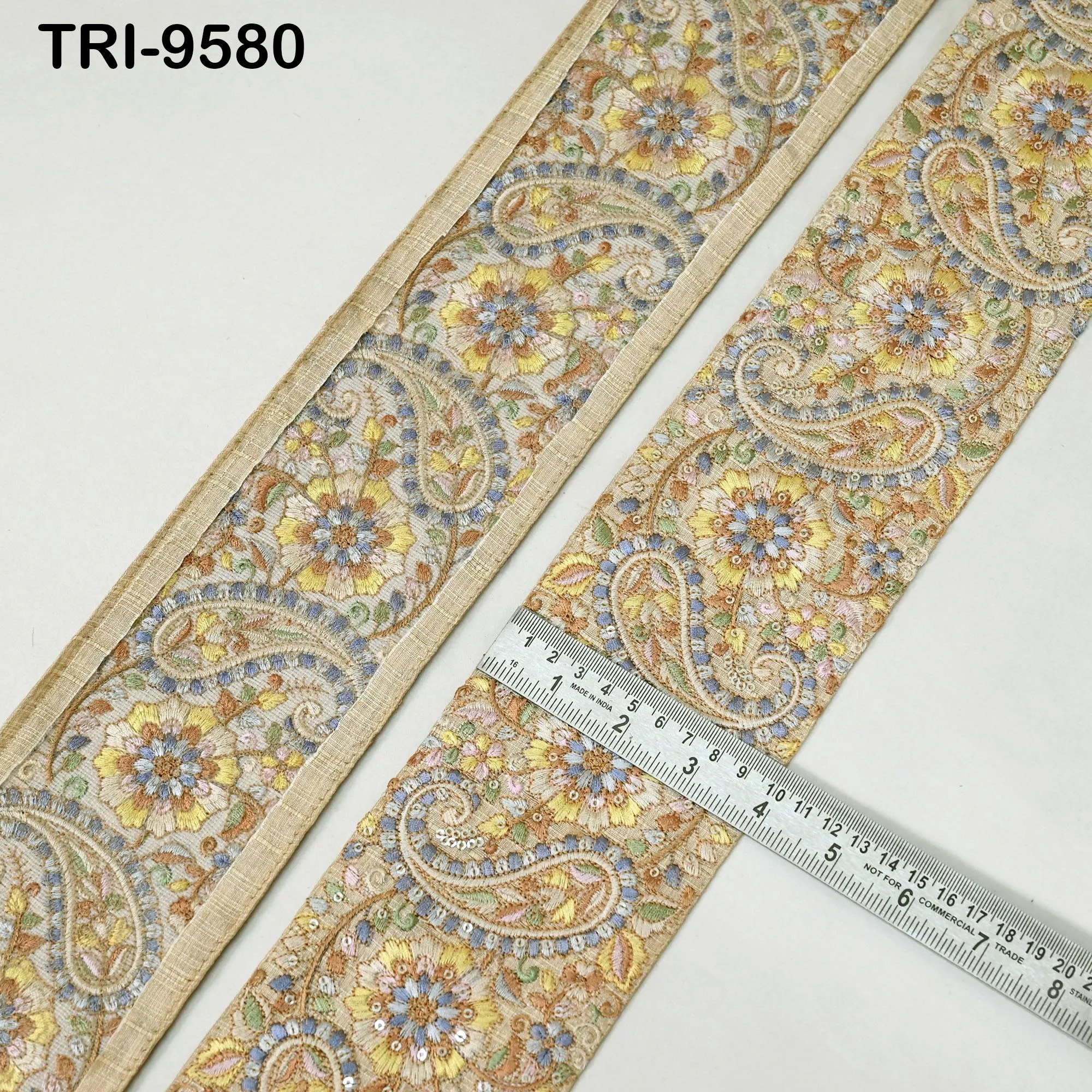9 Yard Embroidery Ribbon Trim 10cm Saree Border DIY Crafting Sewing Throw Pillow Home Decor Embellishments Theatrical Costumes Junk Journals