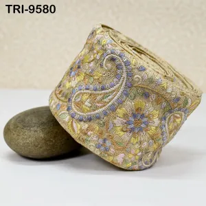 9 Yard Embroidery Ribbon Trim 10cm Saree Border DIY Crafting Sewing Throw Pillow Home Decor Embellishments Theatrical Costumes Junk Journals
