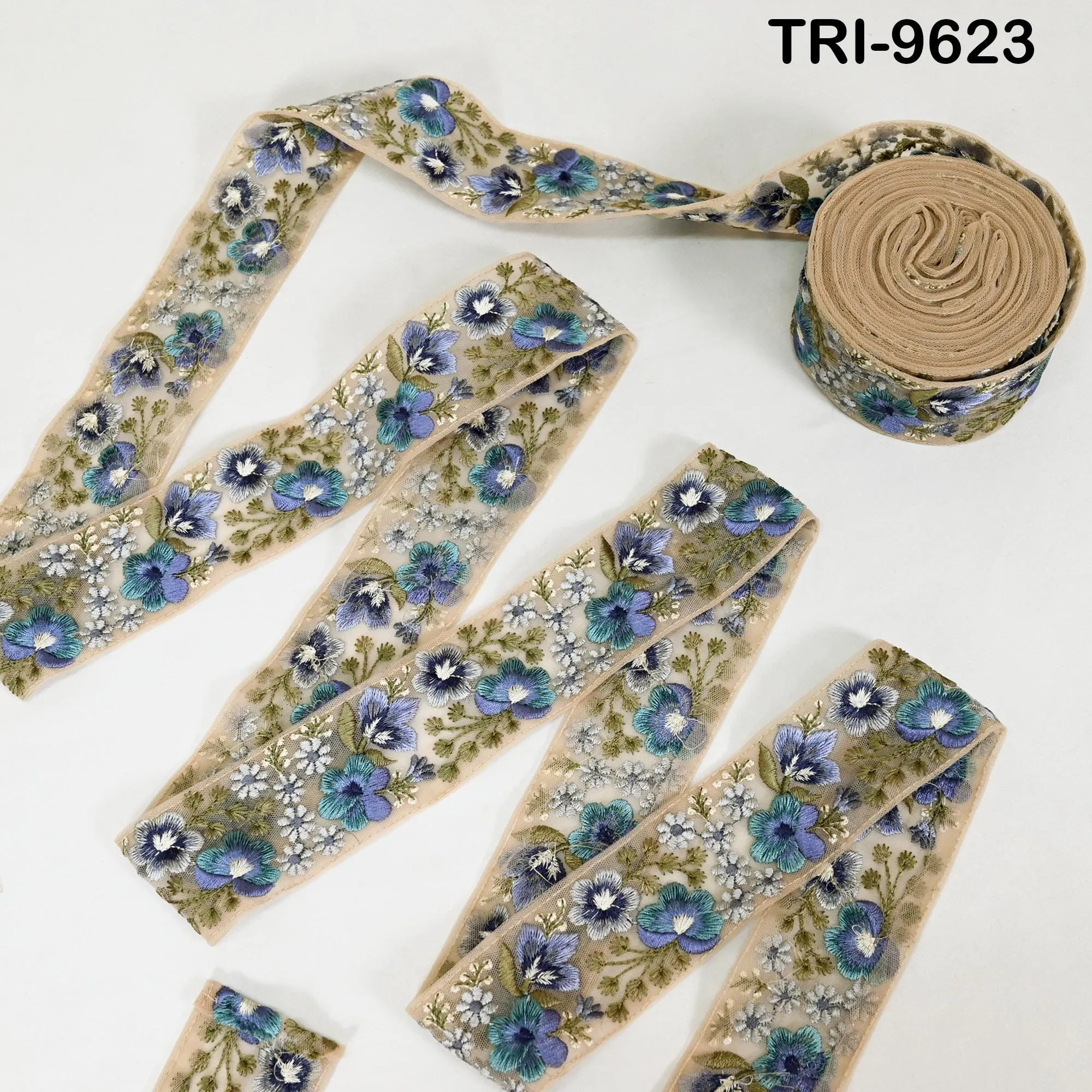 9 Yard Embroidery Ribbons Indian 5cm Trim DIY Crafting Hair Accessories Sari Border Wedding Sewing Dress Embroidered Embellishment Trimmings
