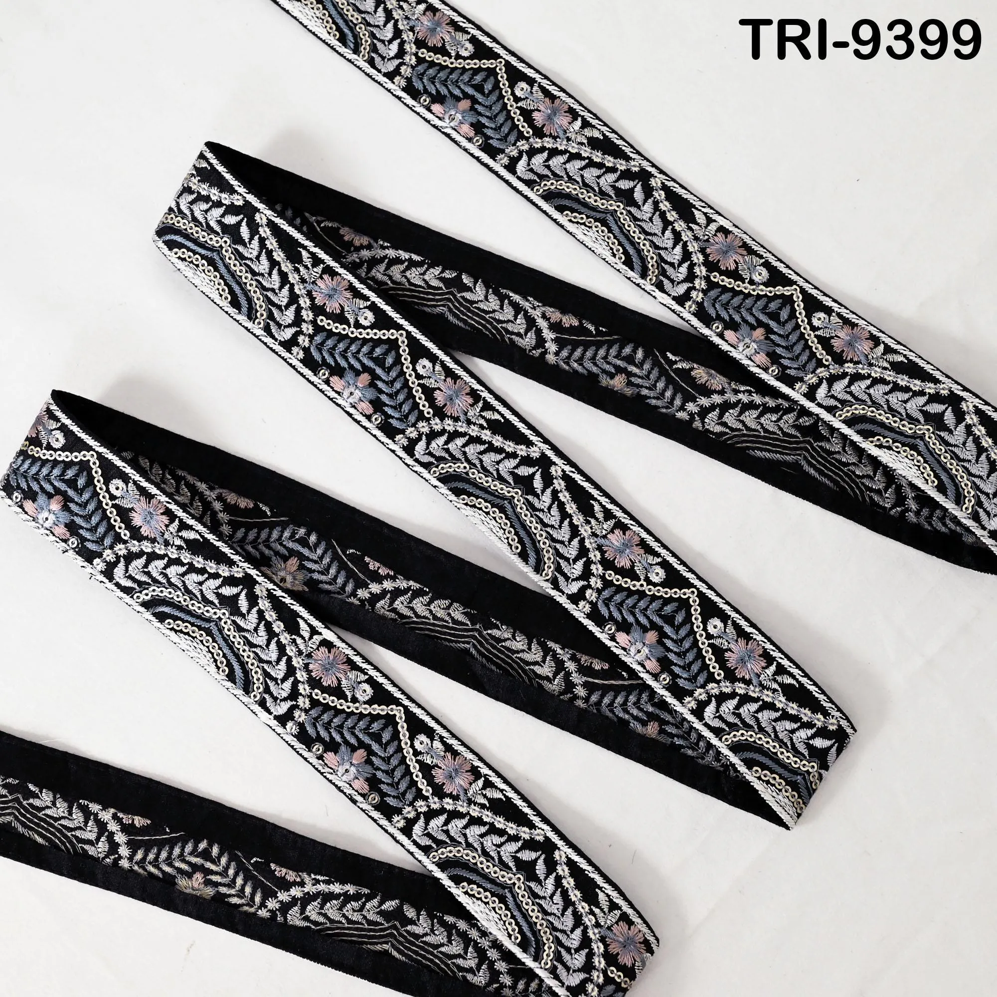 9 Yard Embroidery Trim Fabric 35mm Embellishment Sari Ribbon Sewing DIY Crafting Border Indian Embroidered Trimming Cushion Laces Home Decor