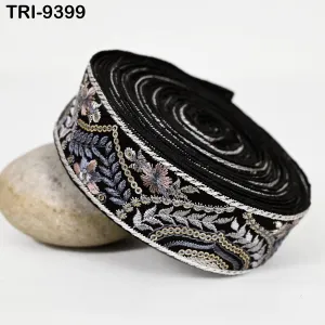 9 Yard Embroidery Trim Fabric 35mm Embellishment Sari Ribbon Sewing DIY Crafting Border Indian Embroidered Trimming Cushion Laces Home Decor
