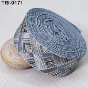 9 Yard Grey 5cm Embroidery Border Embroidered Fabric Trim Gift Wrapping Saree Ribbon DIY Crafting Christmas Decoration Embellishment Trim