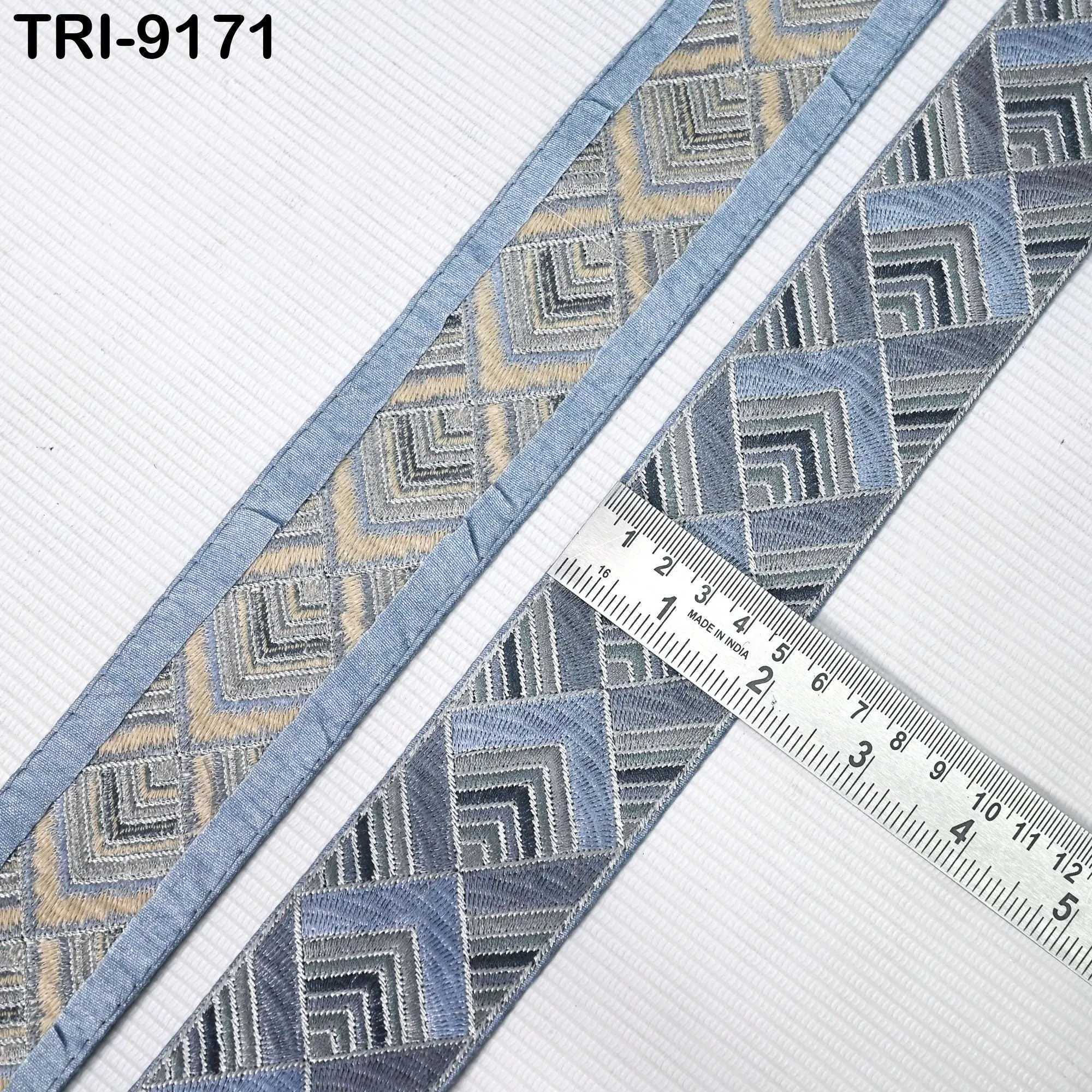 9 Yard Grey 5cm Embroidery Border Embroidered Fabric Trim Gift Wrapping Saree Ribbon DIY Crafting Christmas Decoration Embellishment Trim