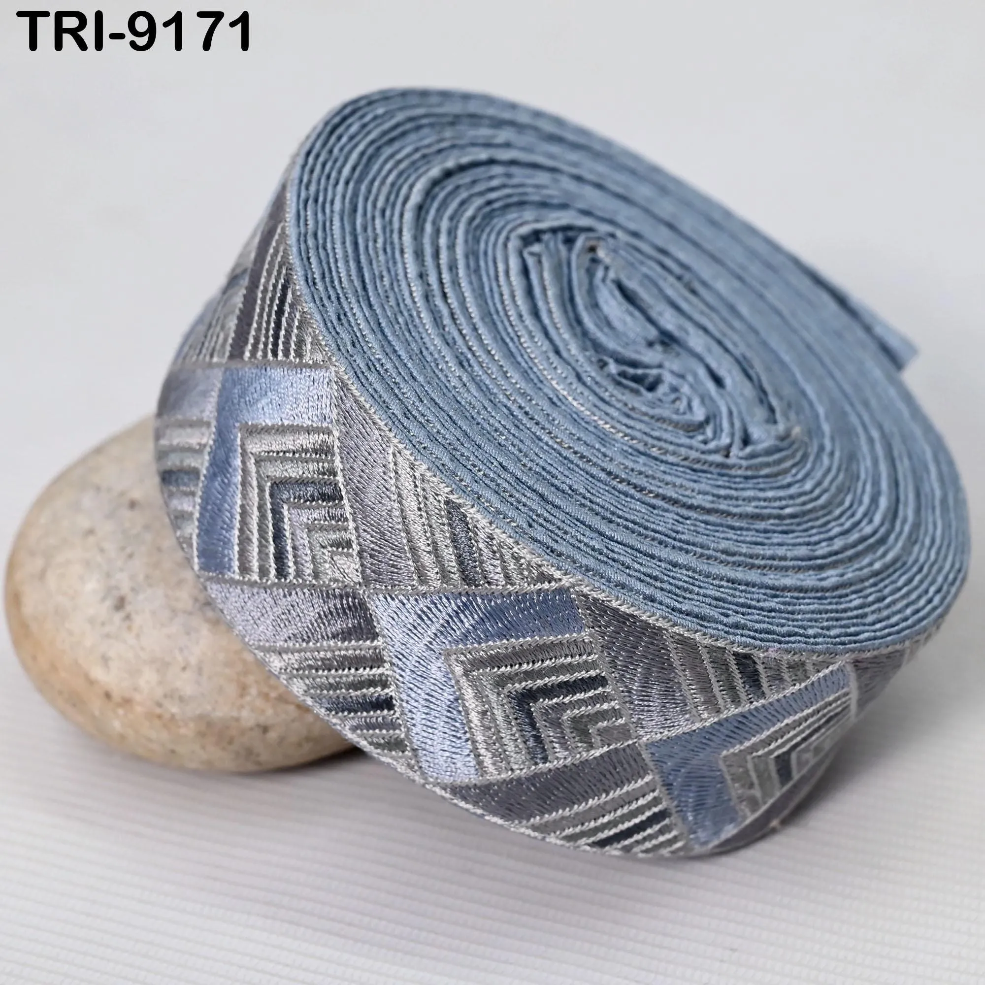 9 Yard Grey 5cm Embroidery Border Embroidered Fabric Trim Gift Wrapping Saree Ribbon DIY Crafting Christmas Decoration Embellishment Trim