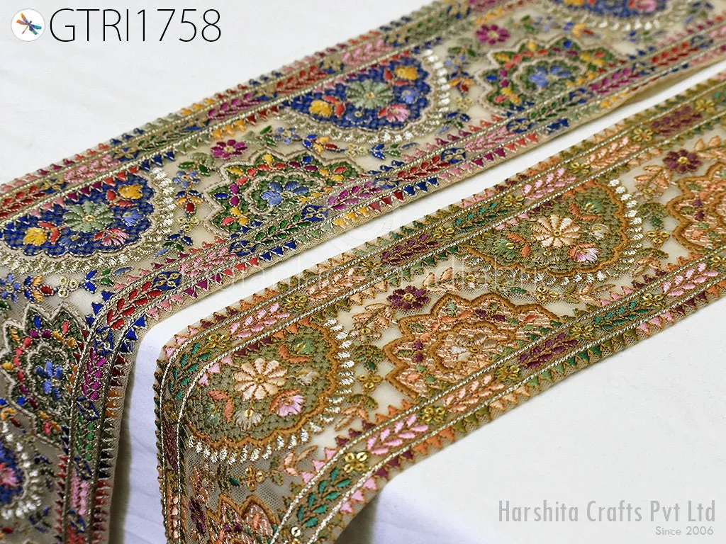 9 Yard Indian 10CM Embroidered Fabric Trim Sari Border Cushions DIY Crafting Wedding Saree Sewing Embroidery Dress Embellish Costume Ribbon