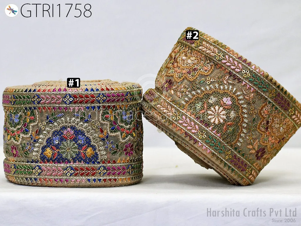 9 Yard Indian 10CM Embroidered Fabric Trim Sari Border Cushions DIY Crafting Wedding Saree Sewing Embroidery Dress Embellish Costume Ribbon