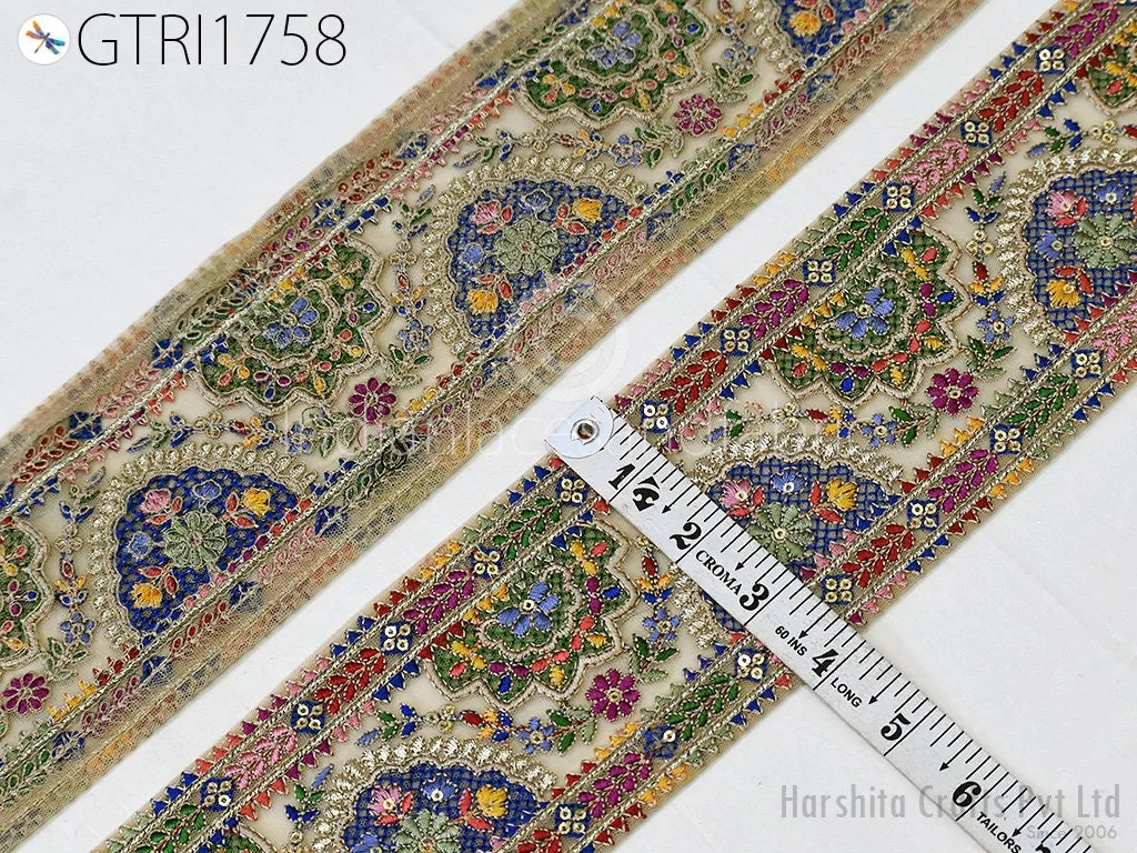 9 Yard Indian 10CM Embroidered Fabric Trim Sari Border Cushions DIY Crafting Wedding Saree Sewing Embroidery Dress Embellish Costume Ribbon