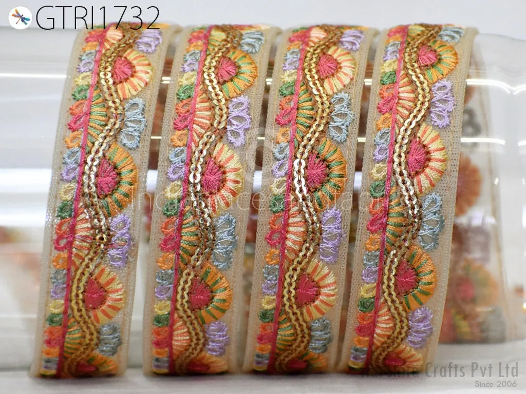 9 Yard Indian 3cm Embroidered Trim Sari Fabric Gift Wrapping Ribbon Embellish Sewing DIY Crafting Border Embroidery Cushions Lace Home Decor