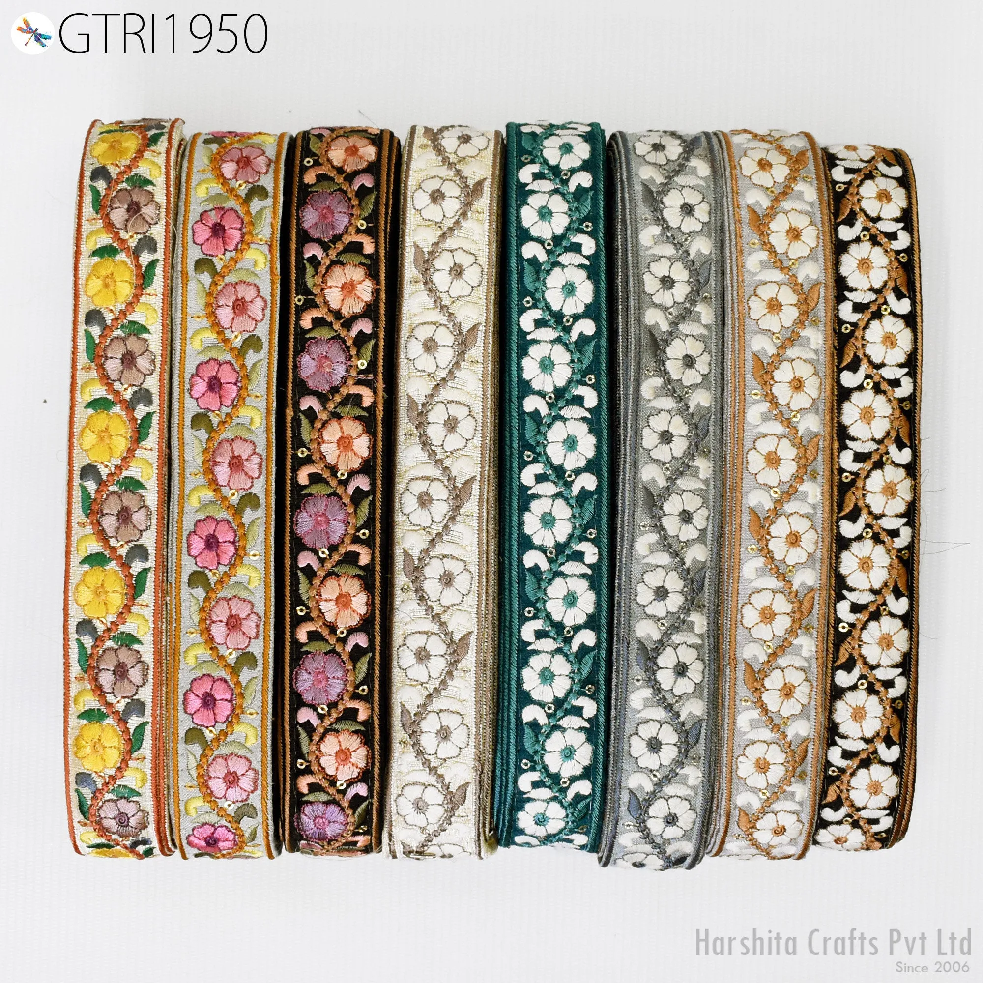 9 Yard Indian 3cm Embroidered Trim Sari Fabric Gift Wrapping Ribbon Embellish Sewing DIY Crafting Border Embroidery Cushions Lace Home Decor
