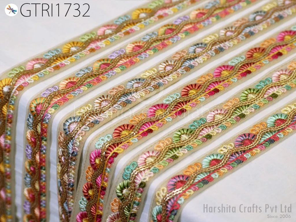 9 Yard Indian 3cm Embroidered Trim Sari Fabric Gift Wrapping Ribbon Embellish Sewing DIY Crafting Border Embroidery Cushions Lace Home Decor