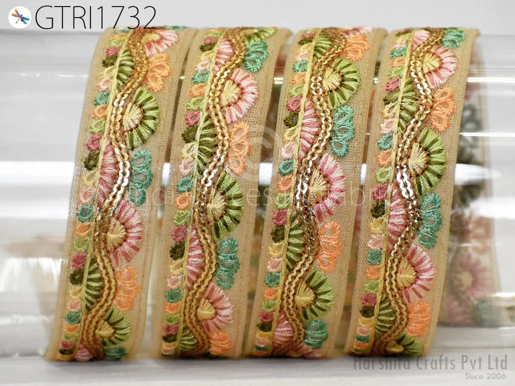 9 Yard Indian 3cm Embroidered Trim Sari Fabric Gift Wrapping Ribbon Embellish Sewing DIY Crafting Border Embroidery Cushions Lace Home Decor