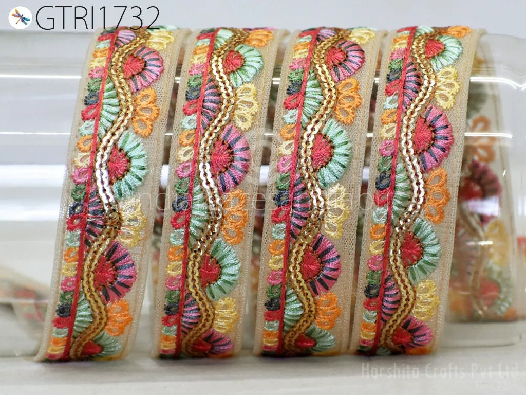 9 Yard Indian 3cm Embroidered Trim Sari Fabric Gift Wrapping Ribbon Embellish Sewing DIY Crafting Border Embroidery Cushions Lace Home Decor